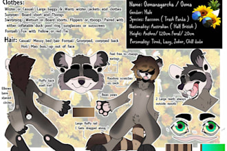 design detailed furry and forsona reference sheets