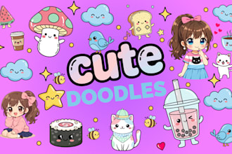 draw cute kawaii doodles and sticker illustrations