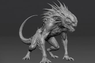 sculpt realistic 3d creature monster alien character dog3d model for 3d printing