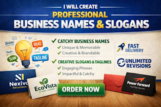 create catchy business names and memorable slogans