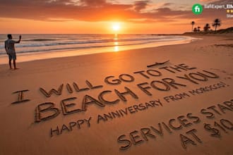 write your custom message on the sand of a moroccan beach