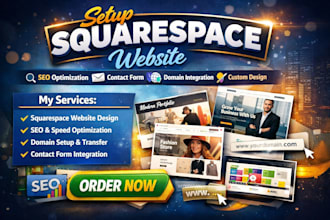setup squarespace website seo, contact form, domain, design squarespace website