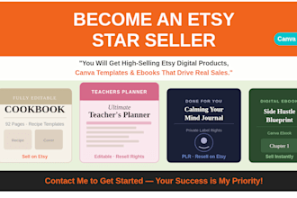do etsy brand identity, canva logo, and digital product templates for etsy shop
