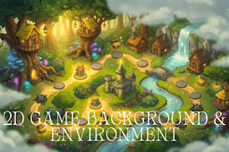 design 2d fantasy game environment parallax background game assets landscape
