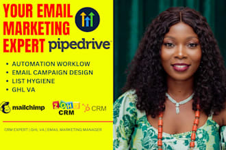 do hubspot crm , zoho crm, mailchimp , pipedrive crm, ghl crm, ghl va