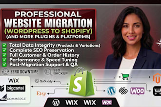 migrate wordpress to shopify, woocommerce to shopify, wix website migration