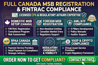 provide professional msb registration in canada and fintrac compliance