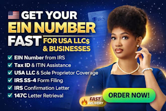 get your ein number, itin, tax id for USA llc irs filing fast