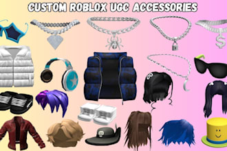 create custom roblox ugc accessories, hair, chain, glasses, outfits, roblox item