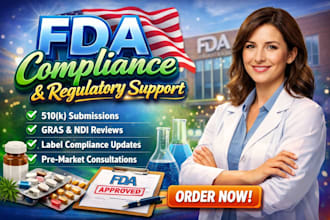 handle fda 510k submission, device listing, ndc, otc registration and compliance