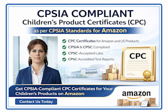provide CPC certificate as per cpsia standards for amazon