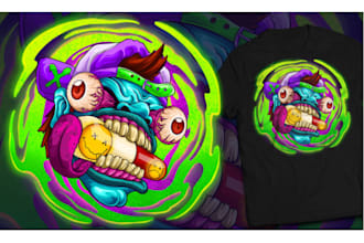 do flashy color illustration and trippy psychedelic art