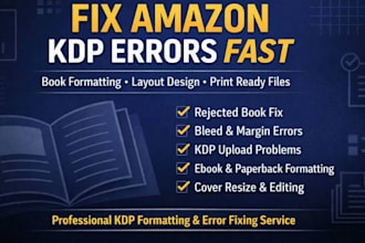 format book layout fix kdp errors, bleed ,margins upload issues