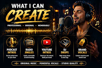 create a custom jingle, podcast intro, youtube intro, and radio jingle