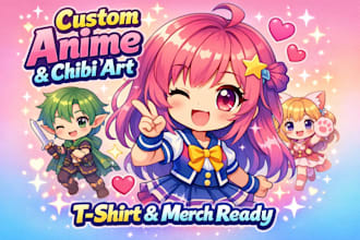 draw anime chibi character fantasy fanart kawaii illustration for tshirt merch