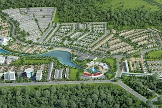remodel 3d site plan aerial view rendering, urban design, masterplan,real estate