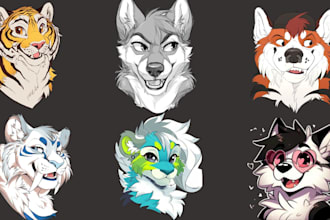 draw furry ych furry art fursona headshot furry badge furry ref sheet stickers