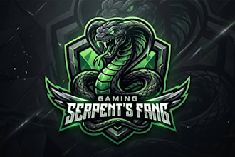 design a fierce and professional snake gaming logo
