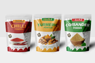 create modern food packaging, pouch design and pouch bag