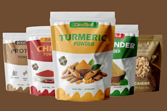 create premium food packaging, pouch design and label design