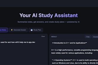 build an ai study assistant web app with note summarizer, answer generaton