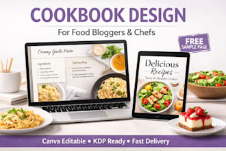 design cookbook or recipe ebook for food bloggers and chefs in canva