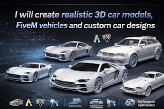 realistic 3d automotive car models, fivem vehicles and custom car designs