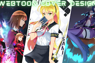 draw shonen anime manga, manhwa, webtoon cover, graphic light novel cover art