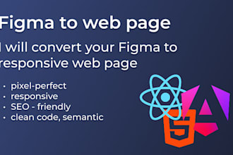 convert your figma to web page with react, angular, HTML