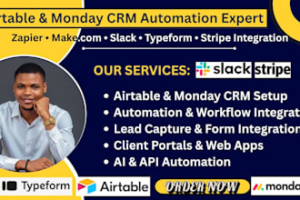 airtable database monday airtable automation zapier make slack typeform stripe
