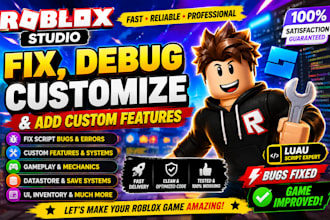 fix roblox studio luau script bugs customize roblox game features and UI errors
