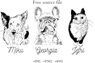 draw a continuous one line art illustration of your pet portrait for you