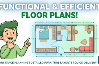 design a functional 2d floor plan and furniture layout