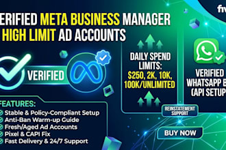 setup, fix, reinstate verified meta business manager with high limit ad account