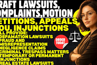 draft lawsuits, complaints, petitions, motions, appeals, mou, injunctions, nda