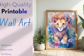 create unique watercolor animal wall art for nursery and home decor