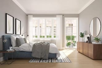 do scandinavian interior design 3d bedroom kitchen, living room, home rendering