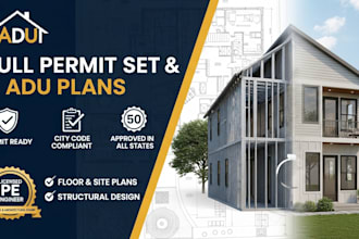 floor plan full permit set licensed engineer architecture adu permit pe stamp