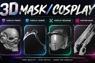 sculpt 3d mask, helmet, cosplay model and props, 3d armor stl for 3d printing