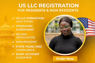 do US llc registration, llc formation, ein number for US and non residents, dba