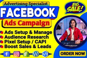 setup meta ads marketing and advertising for sales, facebook ads campaign