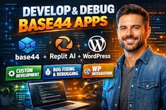 develop and debug base44 apps with replit ai and wordpress integration