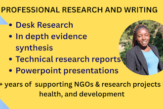 conduct professional desk research and evidence synthesis for your project
