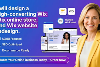 develop wix landing page, create wix website design, redesign wix online store