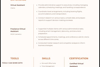 work as your virtual assiatant