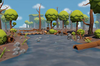 create a 3d low poly environment for your game