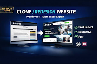 design, redesign, clone  wordpress websites with elementor