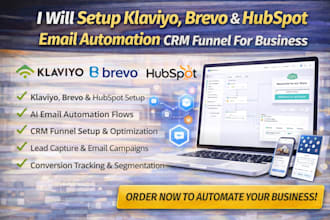 setup klaviyo brevo hubspot ai email automation flows crm funnel for businesses