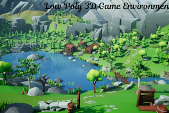 design low poly 3d game environments, modular assets for unity unreal
