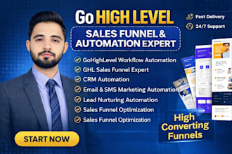 build ghl sales funnel,ghl landing page, ghl website expert